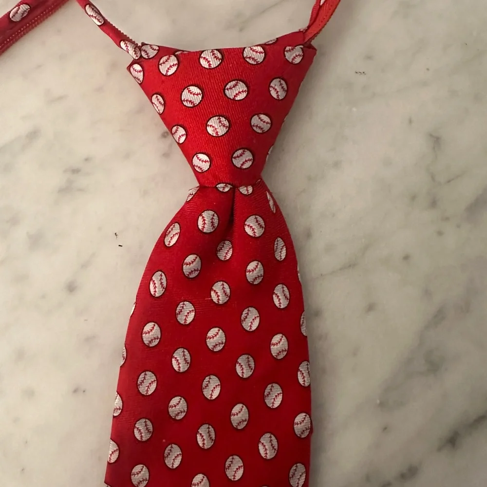 Kids Canterbury Red Baseball Neck Tie